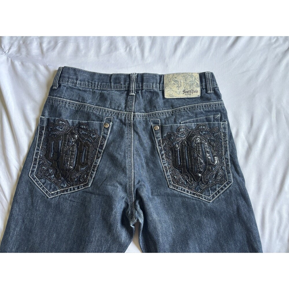 Southpole premium vintage loose fit embroidery jeans y2k style Size 36 - Picture 6 of 15